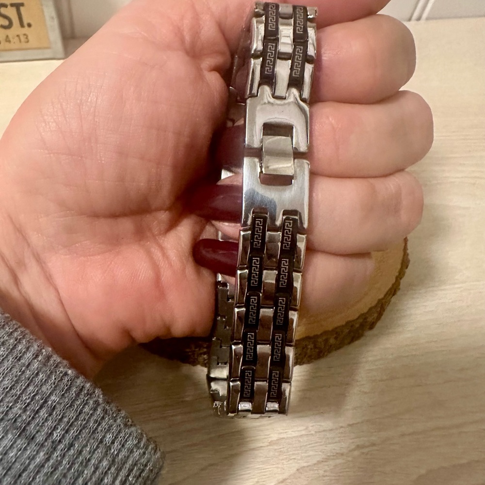 Silver and Black Chain Bracelet
